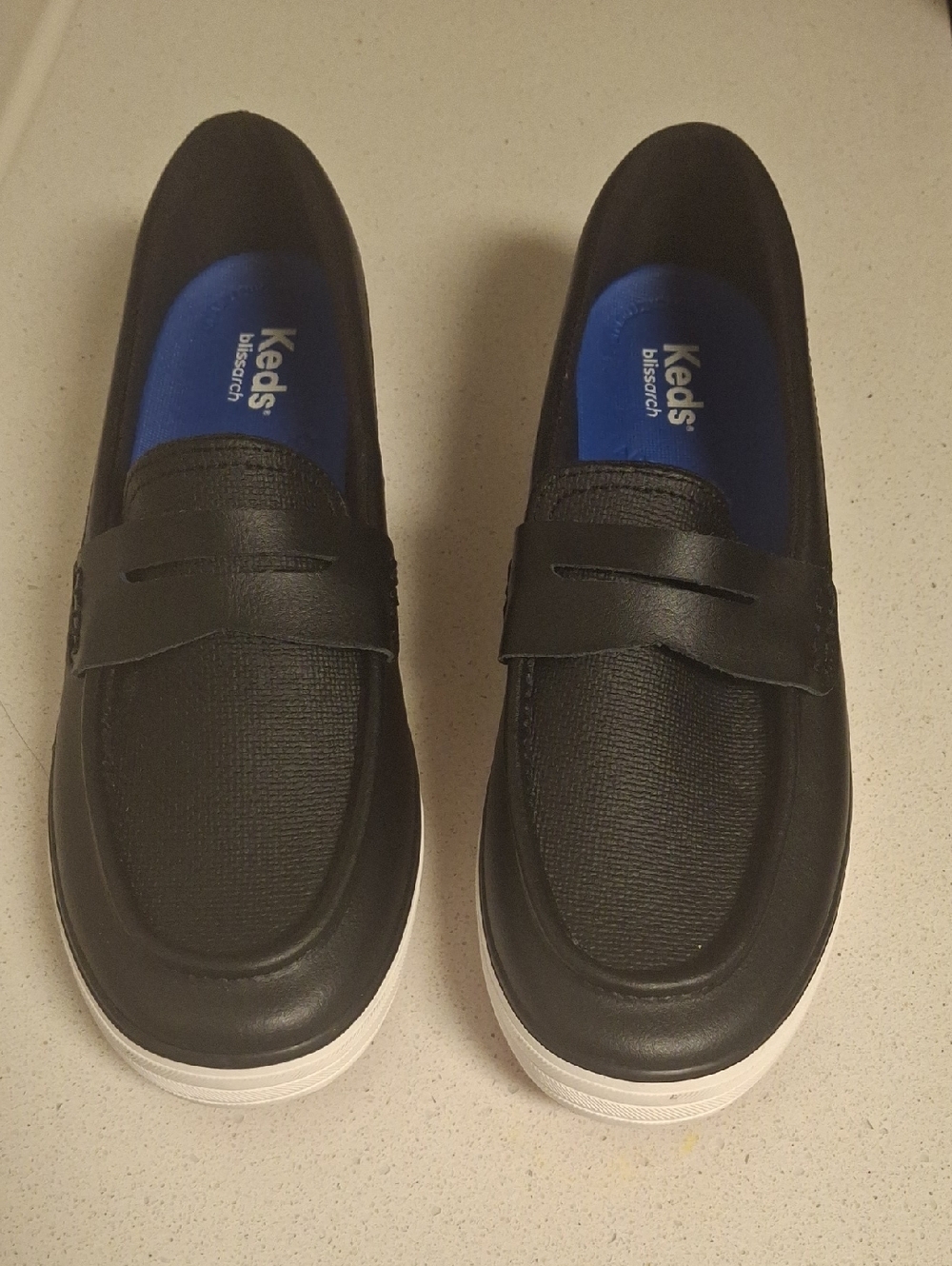 Keds Black Slip-On Loafers with White Soles